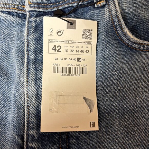 Zara High Rise Button Fly Blue Jeans - Picture 6 of 8